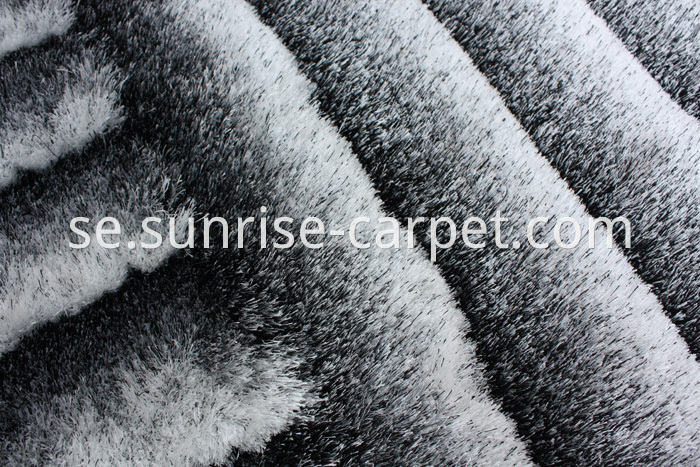 Polyester 3D Shaggy Rug Black & White color